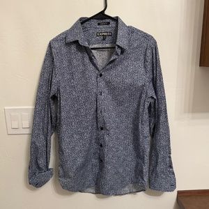 Express "Modern Fit" Dress Shirt, Cool Blue Print